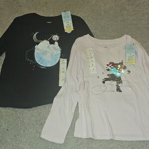 Cat & Jack Long Sleeve Tees - Black and Light Pink